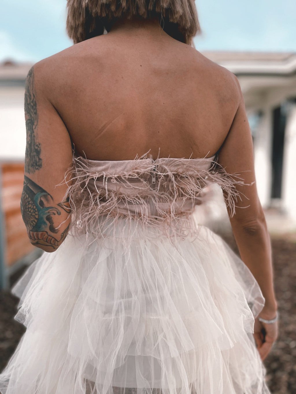 Feather Fringe Crop Top: Western Suede Bandeau, Bachelorette Outfit