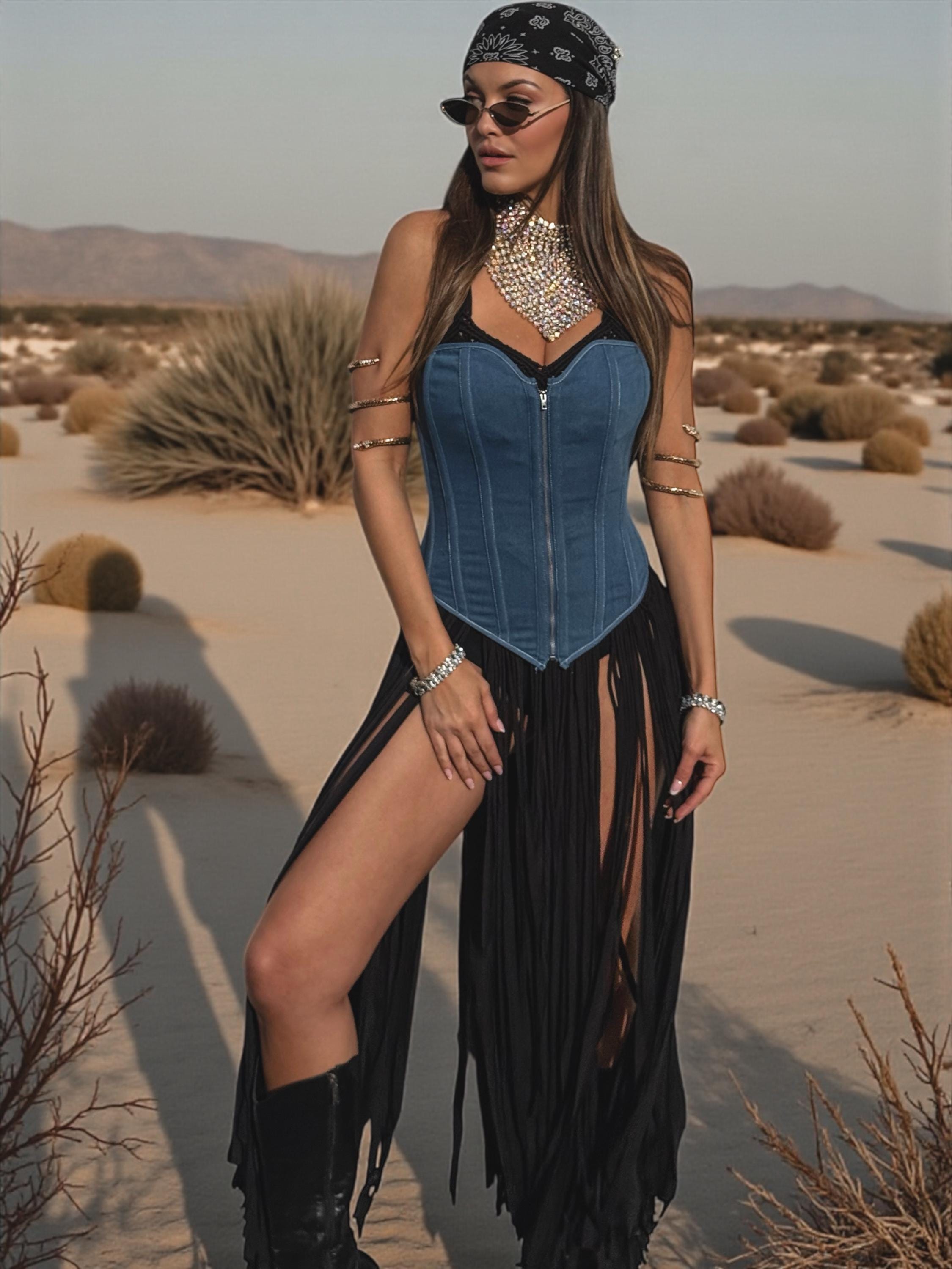 Denim Corset Top, Denim Cowgirl Bustier, Denim Festival Bustier Top, Western Cowboy Outfit, Festival Corset,Cowgirl Outfit Top, Rodeo Outfit